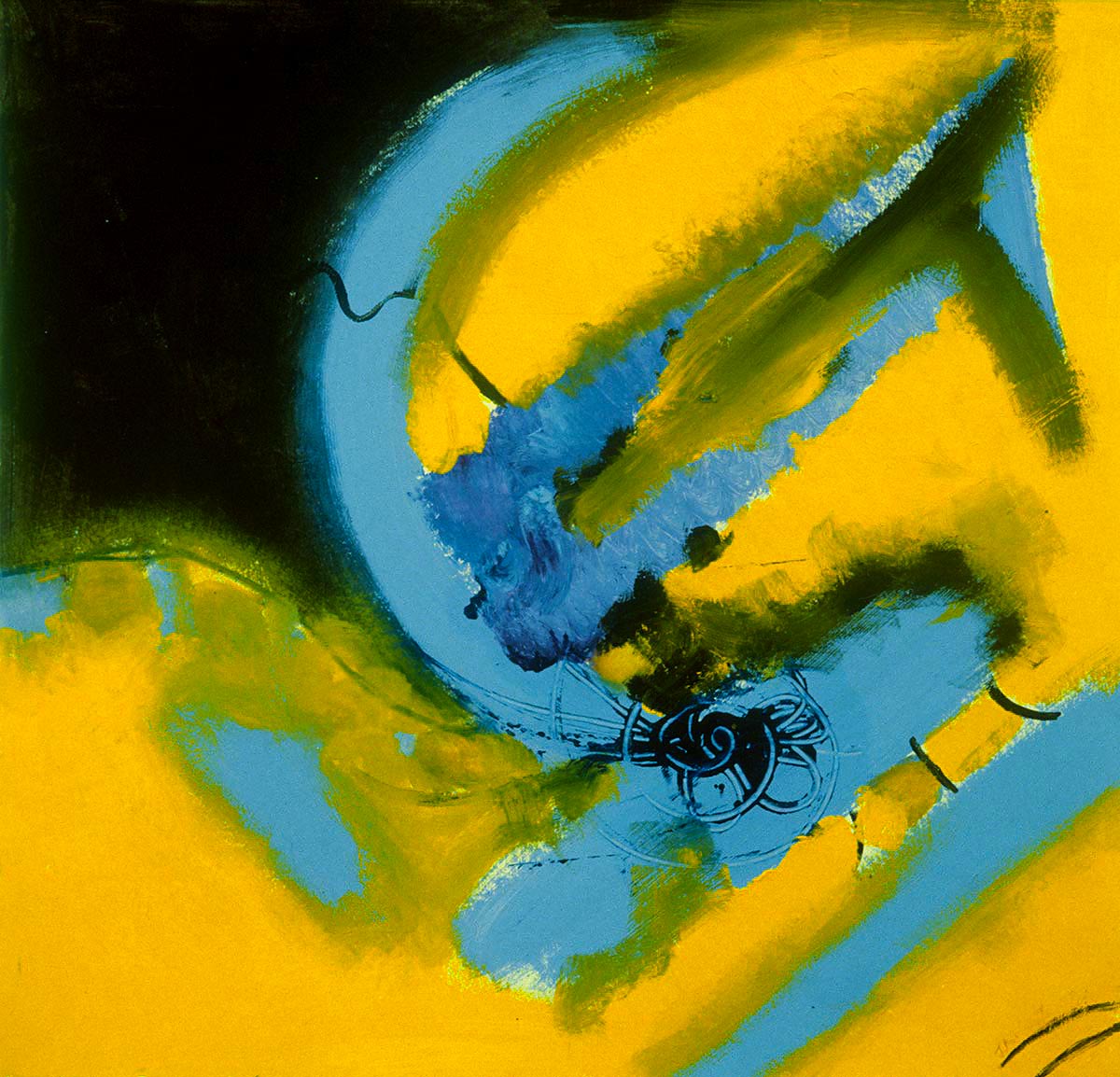 Abstract with yellow, black and blue