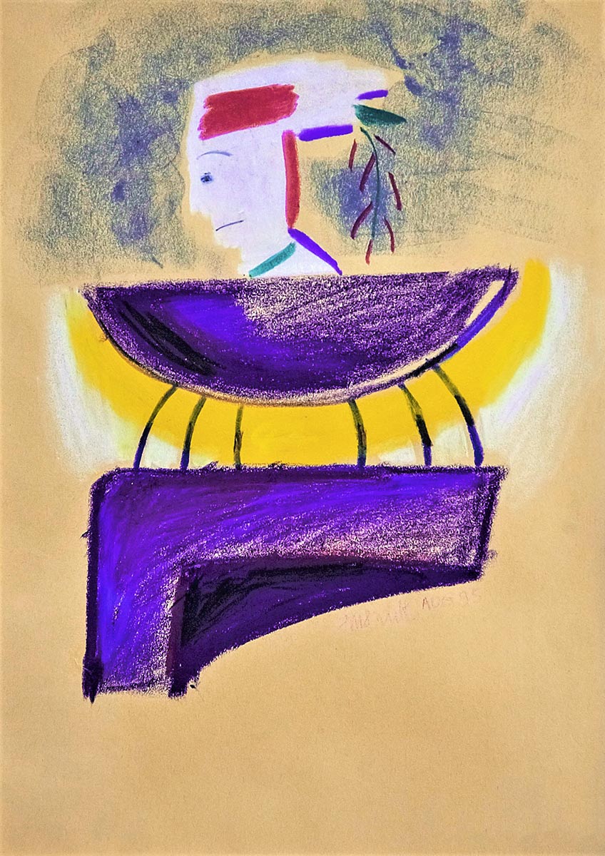 character in a purple dish