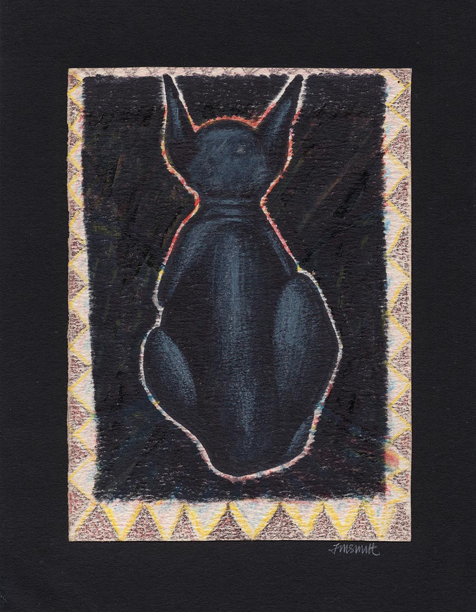 a black cat from behind