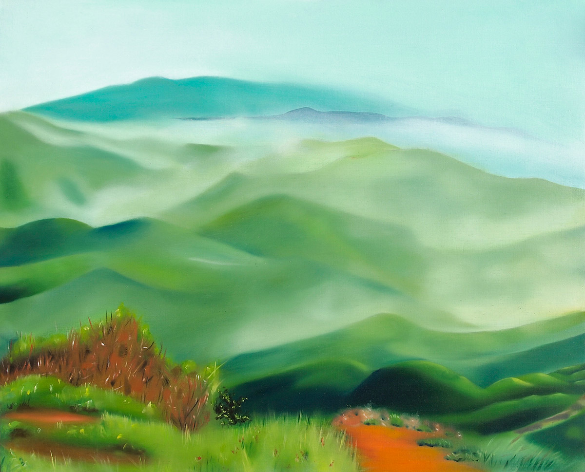 Hills, path and bushes