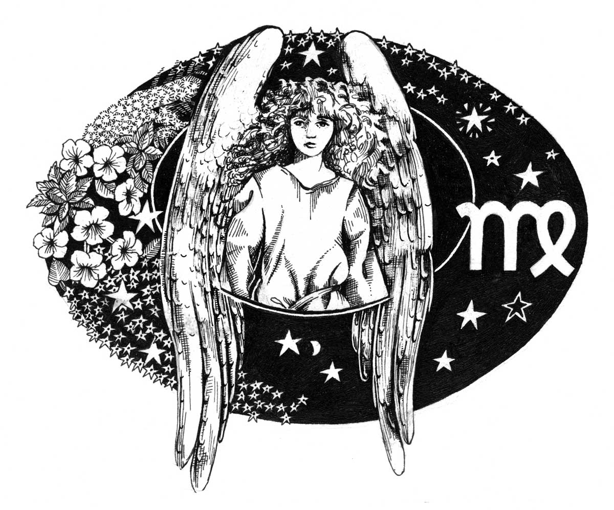 An angel with flowers