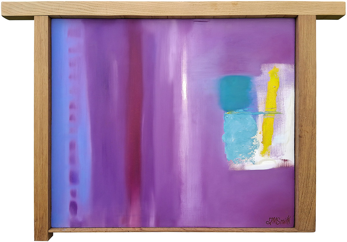 Abstract painting with unusual oak frame