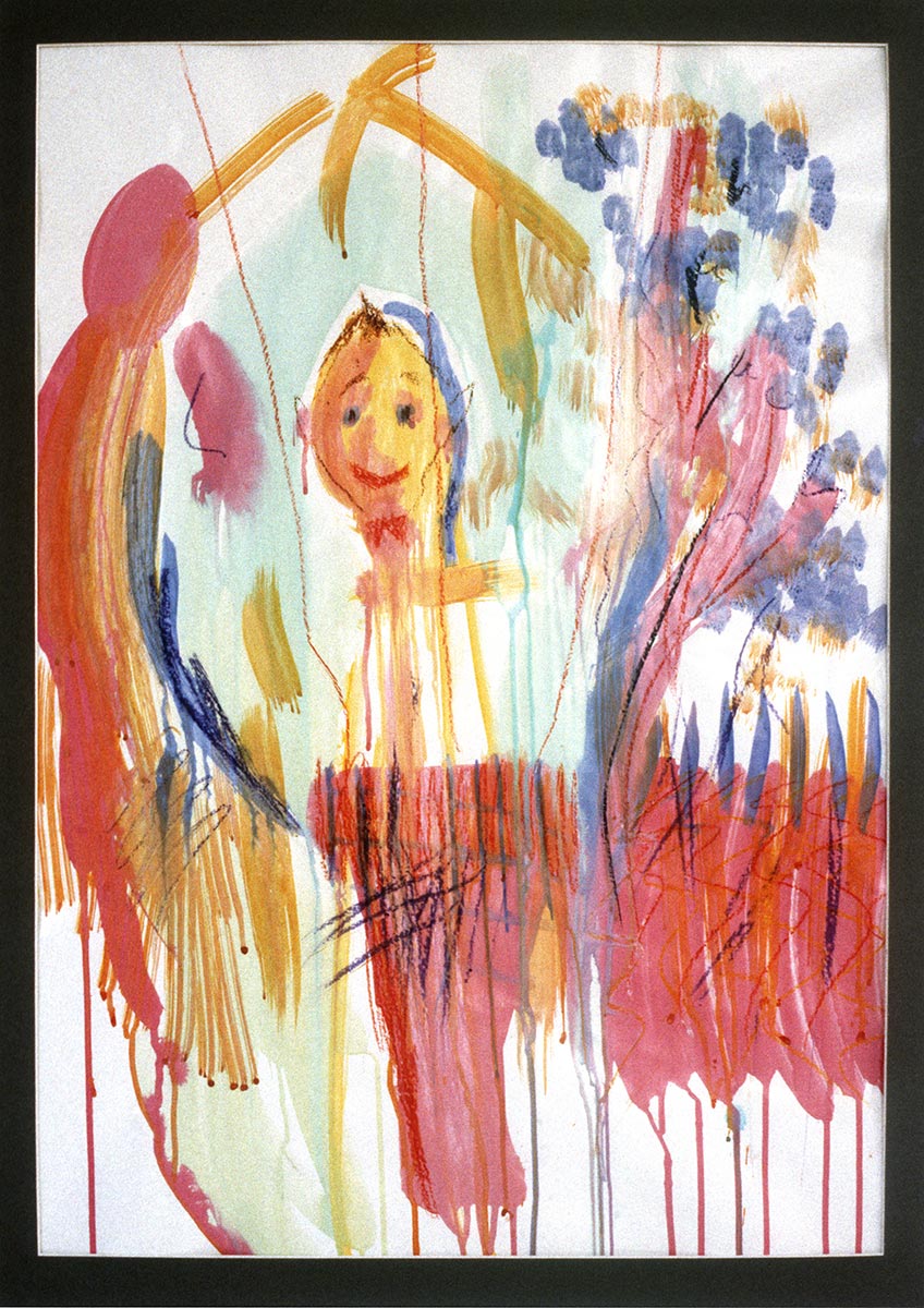 A person in an air balloon. Semi abstract