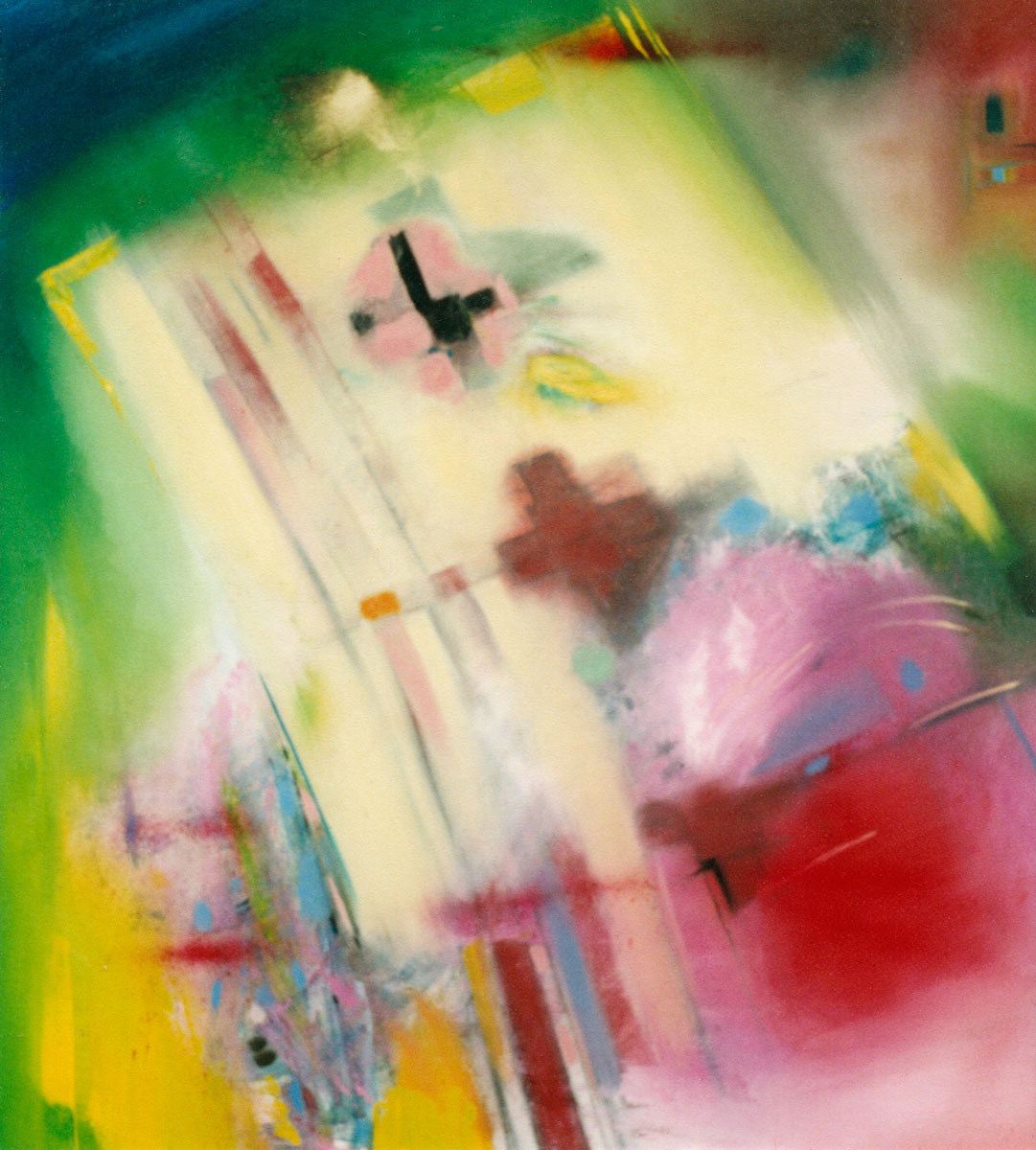 Abstract with red, green and yellow